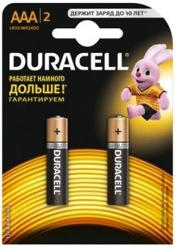 Батарейки Duracell, типоразмер ААA LR-03, мизинчиковые, 2 штуки