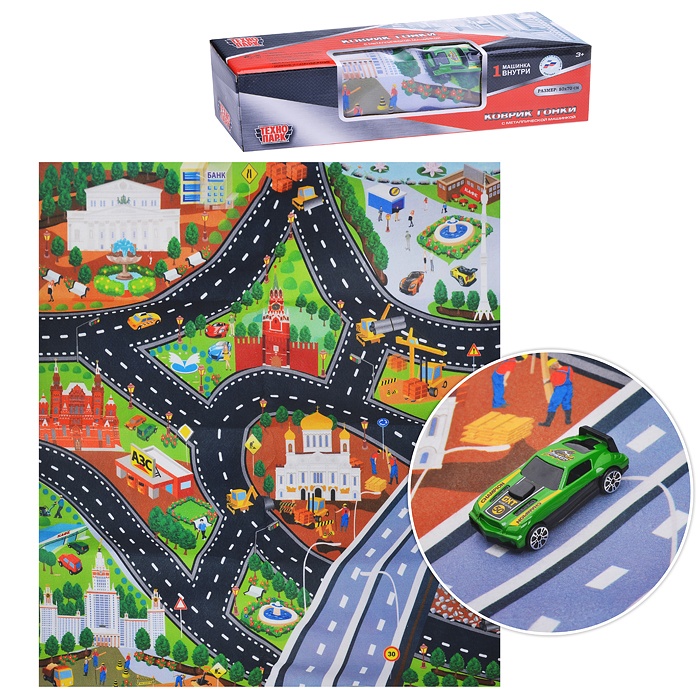 

Игровой коврик с металлической машинкой, 7,5 см