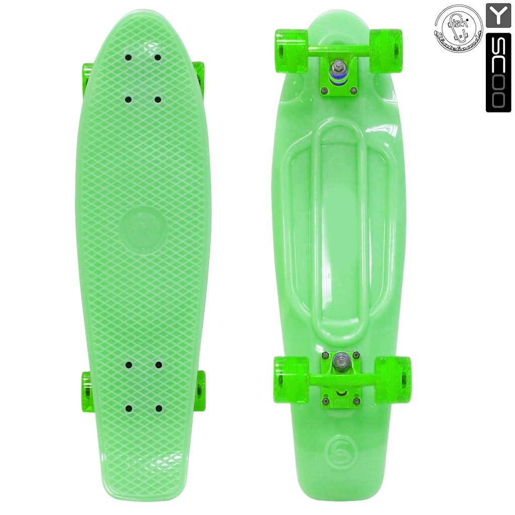 

Скейтборд виниловый Y-Scoo Big Fishskateboard Glow 27" 402E-G с сумкой, зеленый