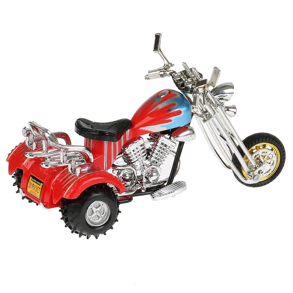 Мотоцикл металлический Трайк 18 см, свет, звук, выдвижная подножка, вращается руль   