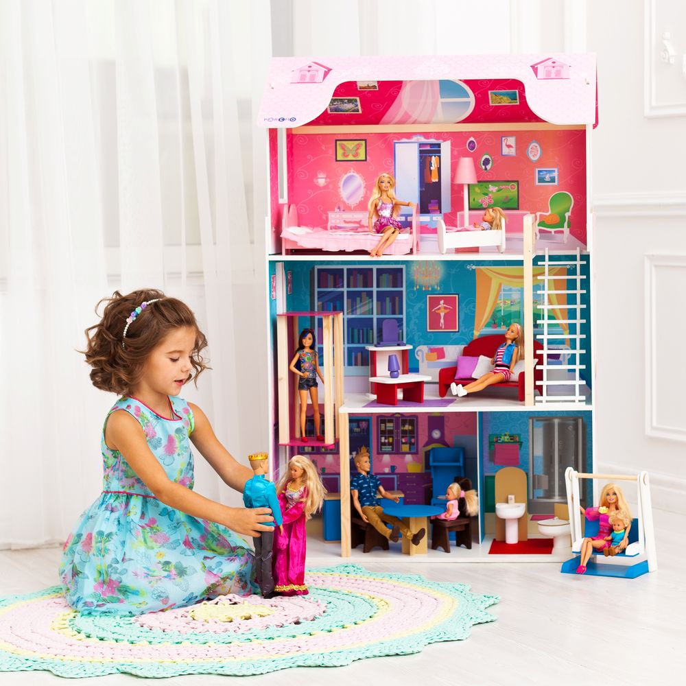 Кукольный домик для Барби – Муза, 16 предметов мебели, лестница, лифт, качели  