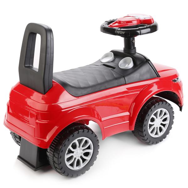 mashinka dlya kataniya detej s muzykoj i svetom cvet krasno chernyj