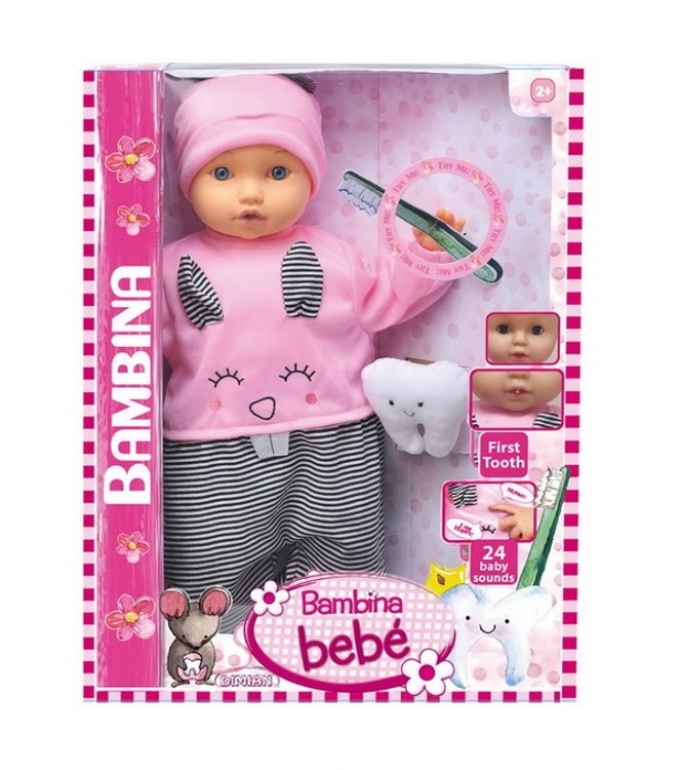Кукла из серии Bambina Bebe, 46 см., Мой первый зуб, звуковые эффекты