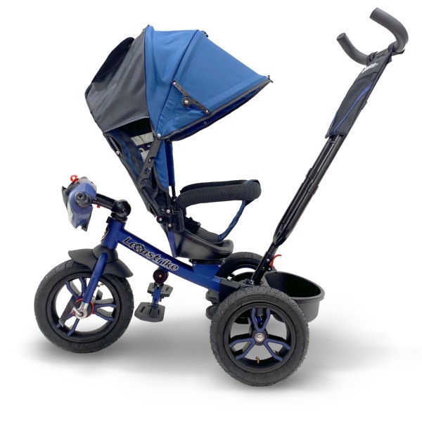 Велосипед 3-колесный темно-синий Lexus trike, надувные колеса 12 и 10', светомузыкальная панель, поворотное сиденье, регулируемая спинка  