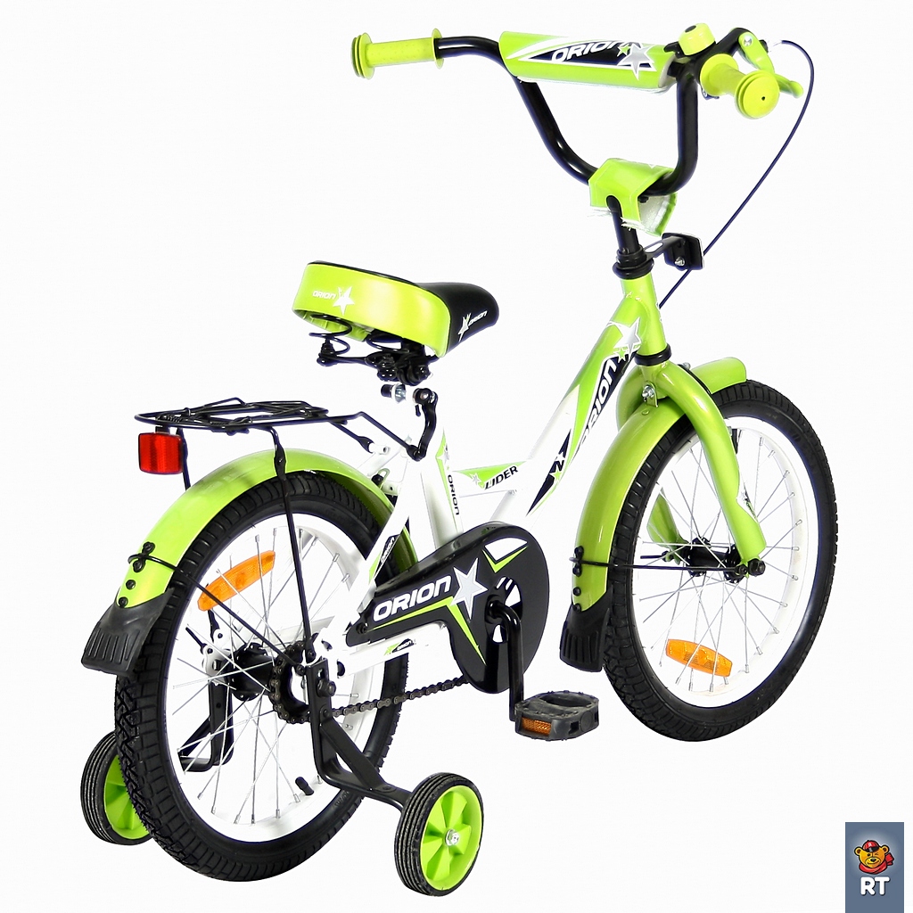 Двухколесный велосипед Lider Orion диаметр колес 16 дюймов, белый/зеленый  