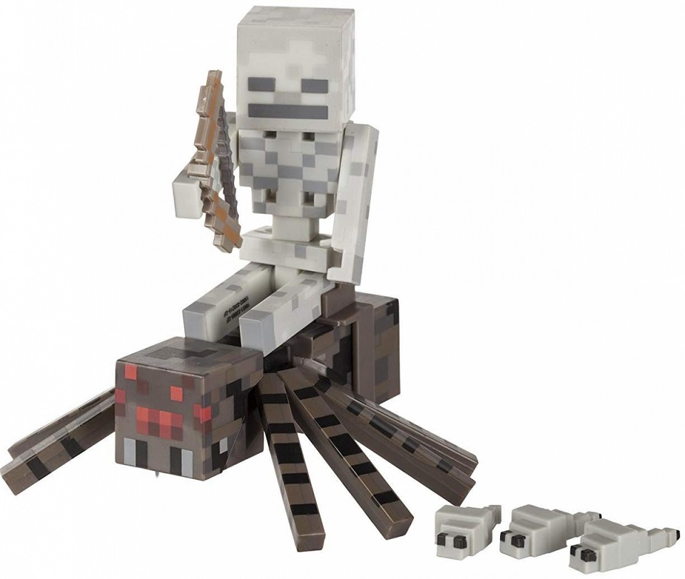 Набор фигурок из серии Minecraft - Spider Jockey скелет с пауком, пластик, 8 см.  