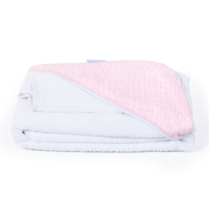 Полотенце с уголком и варежкой Nuovita Grazia 100x100 махра/плюш-соты, бело-розовый  