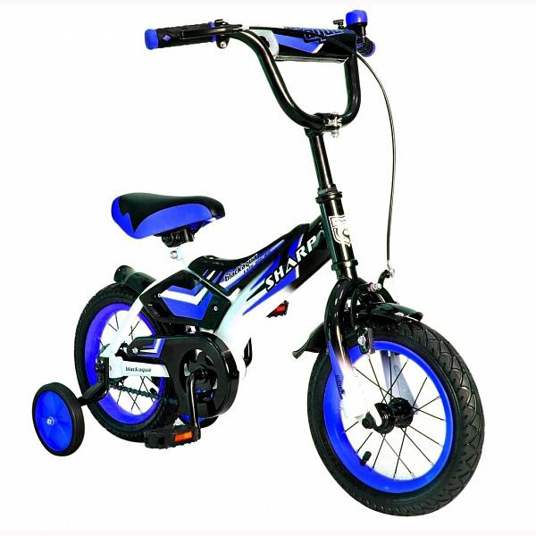 Велосипед 2-х колесный BA Sharp со светящимися колесами, цвет синий, диаметр колес 12 дюйм, 1 скорость   