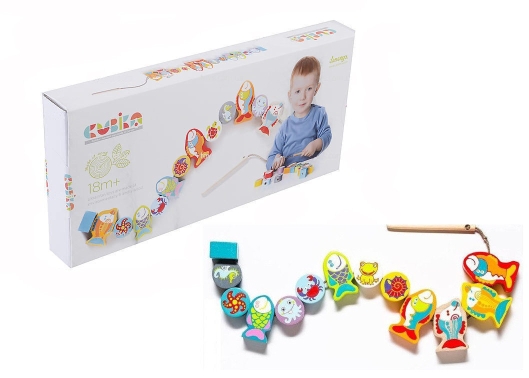 

Игра шнуровка + мемори 2в1 Рыбки, 13 деталей, дерево