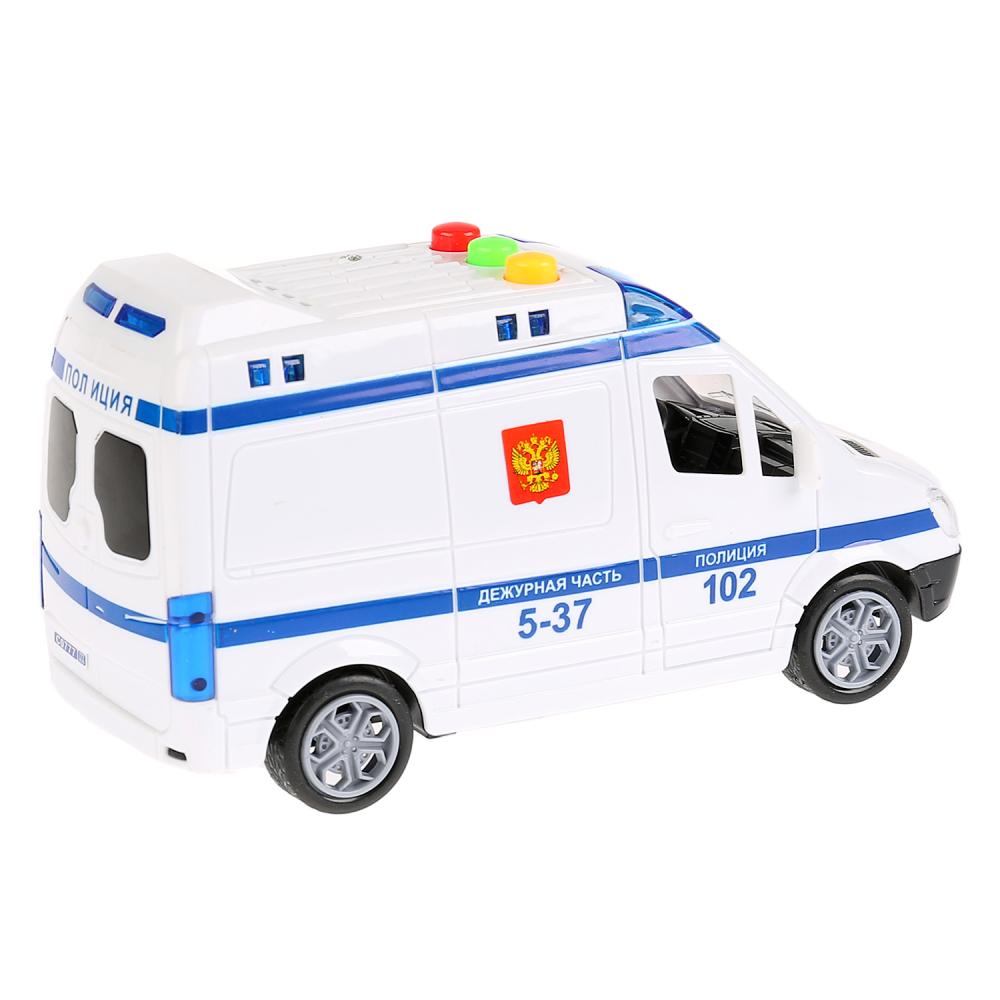 Машина – микроавтобус Полиция, длина 15,5 см., пластик, инерционная, свет и звук  