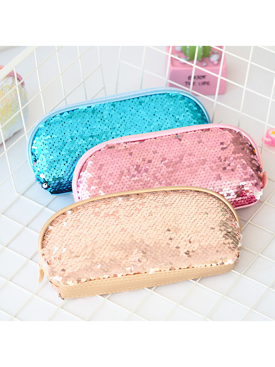 Пенал с блестками, цвет – золотистый  