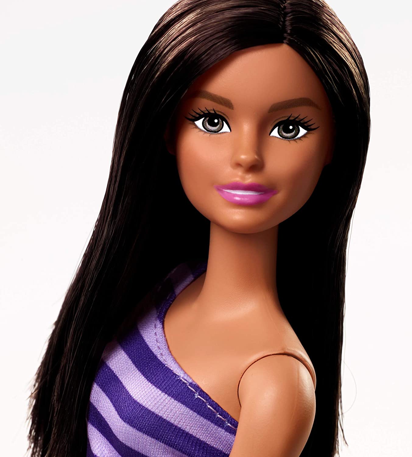 Куклы Barbie брюнетка в фиолетовом платье Сияние моды  