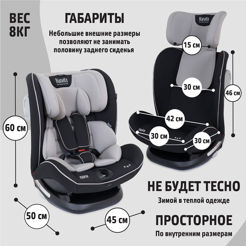 Автокресло Nuovita Maczione N123i-2, Grigio/Серый  