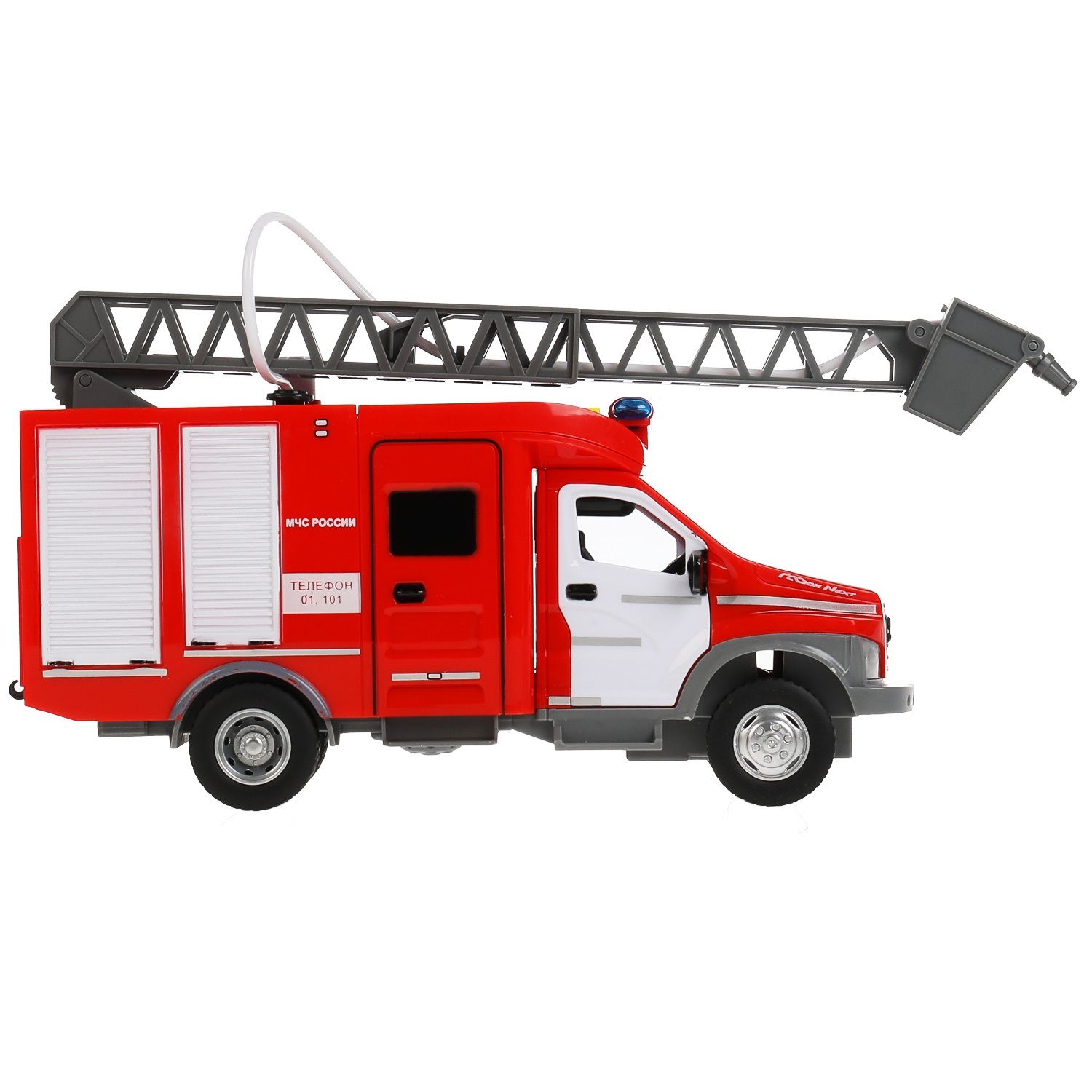 Машина Пожарная ГАЗон Next 22 см свет-звук брызгает водой двери открываются пластиковая  