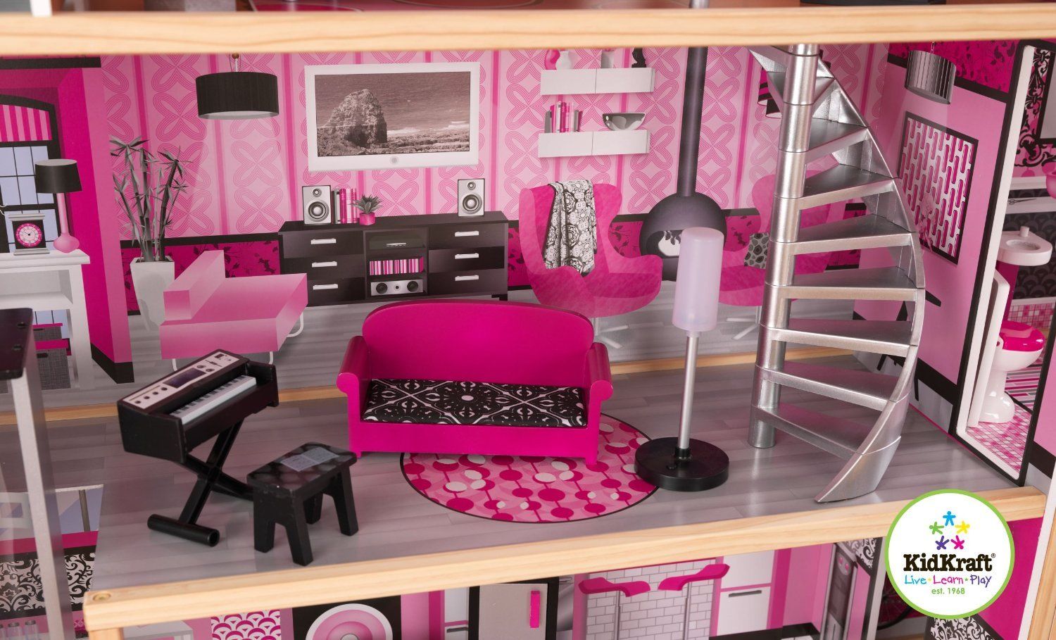 Большой искрометный кукольный дом с мебелью для Барби – Сияние  