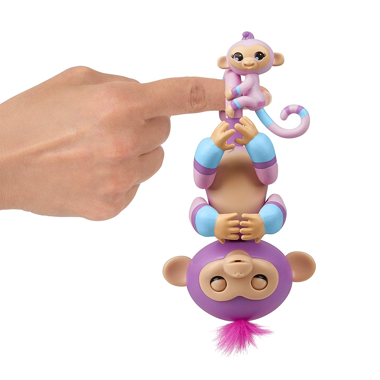 Интерактивная обезьянка Fingerlings – Вайолет с малышом, 12 см, звук  