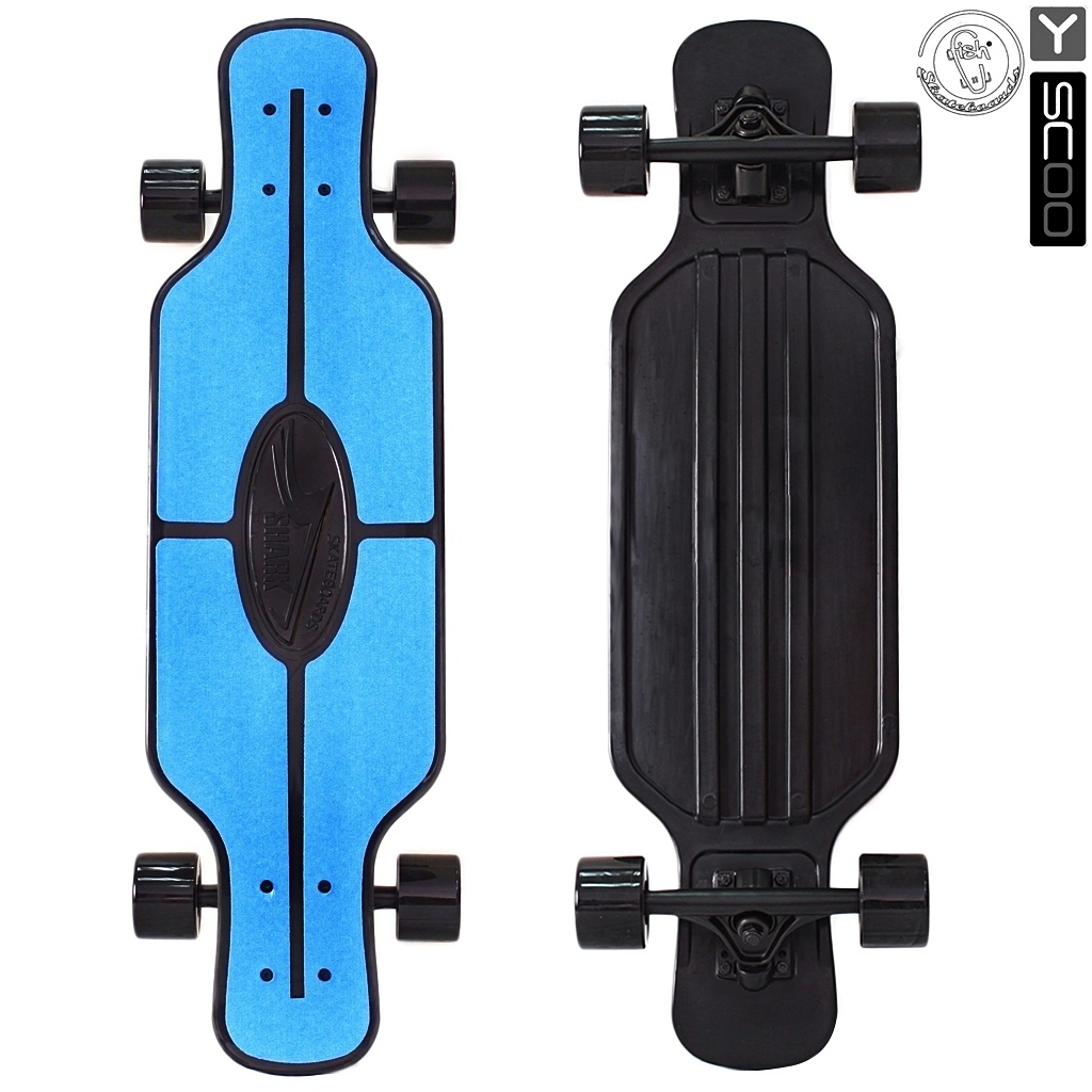 

Скейтборд пластиковый Y-Scoo Longboard Shark Tir 31" 408-B с сумкой, черно-синий