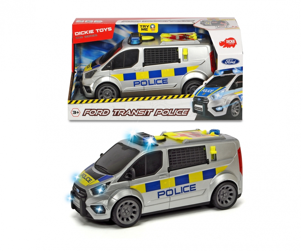 

Полицейский минивэн Ford Transit, 28 см, масштаб 1: 18 с аксессуарами, свет, звук