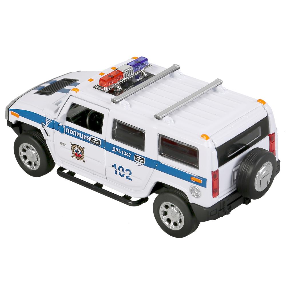 Машина Hummer H2 - Полиция, 12 см, свет-звук, инерционный механизм, цвет белый  