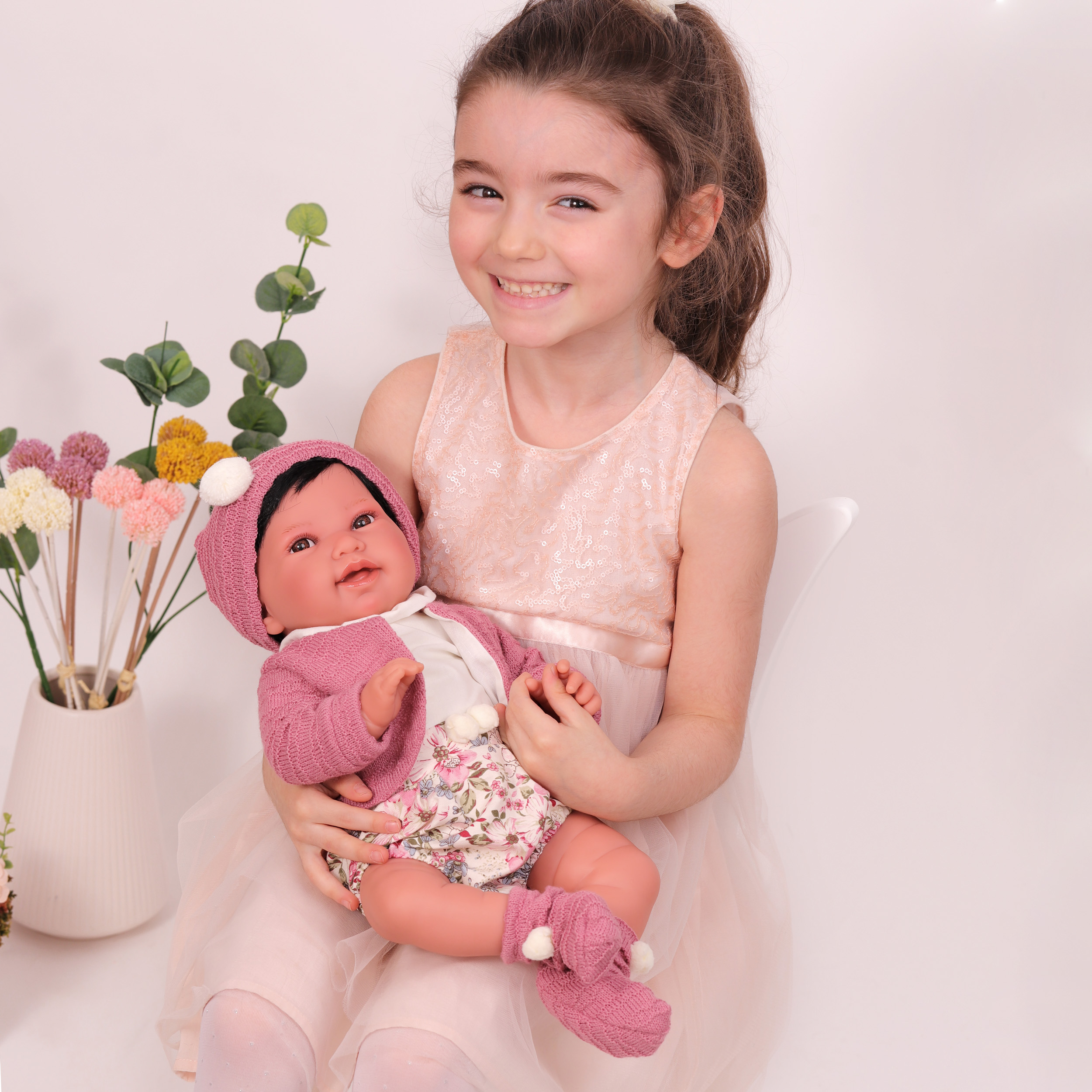 Кукла-малышка Сэнди в розовом 40 см мягконабивная  