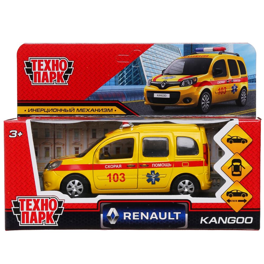 Машина Реанимация Renault Kangoo 12 см желтая двери и багажник открываются  