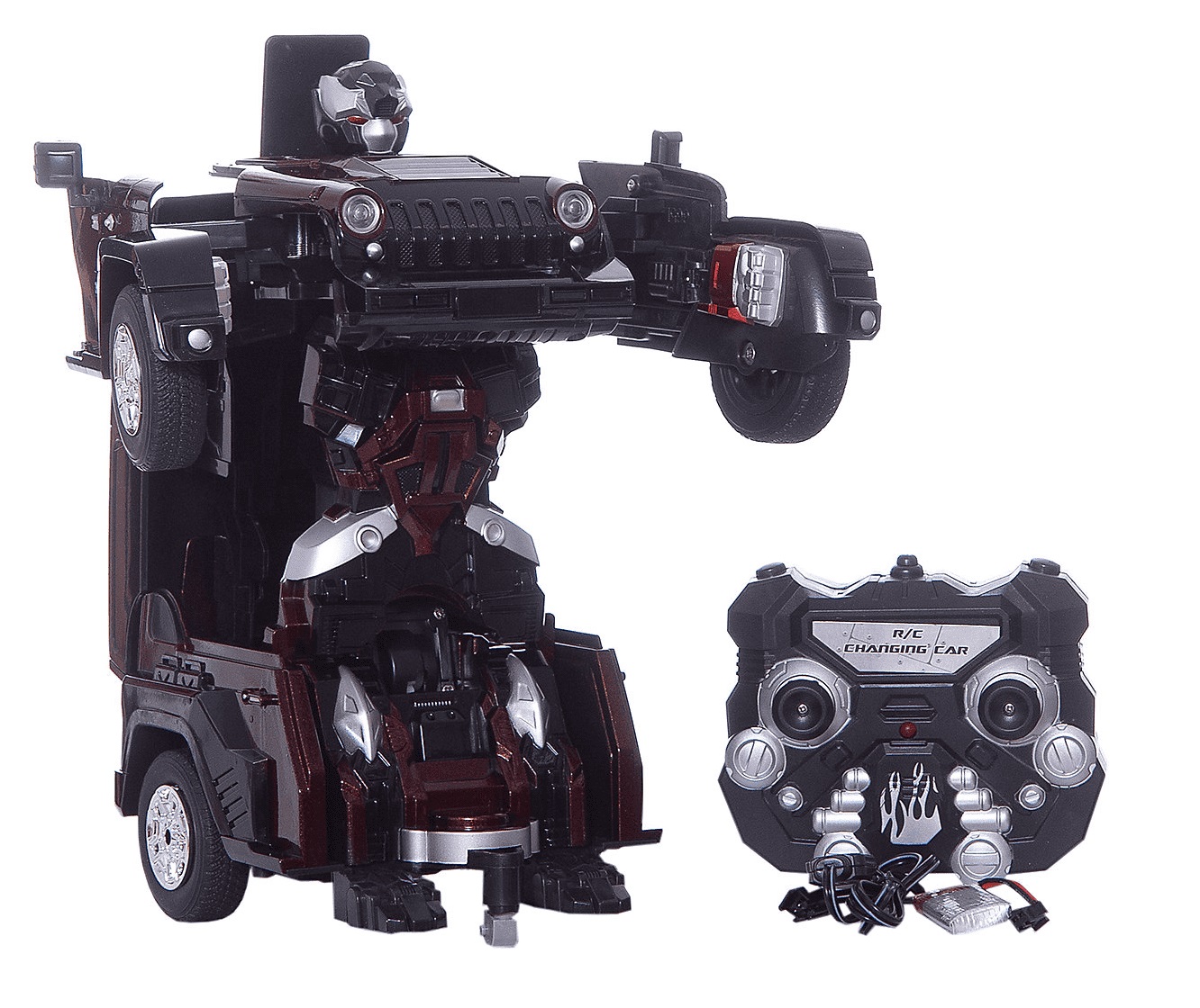 Радиоуправляемый робот-трансформер - Трансботы – Джип на аккумуляторе, красный, 2,4 GHz, свет, звук  