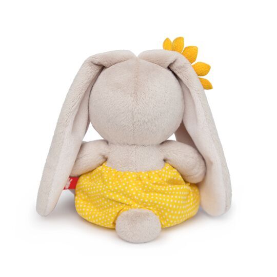Мягкая игрушка – Зайка Ми в желтых трусах в горошек и с подсолнухом, малыш, 15 см  