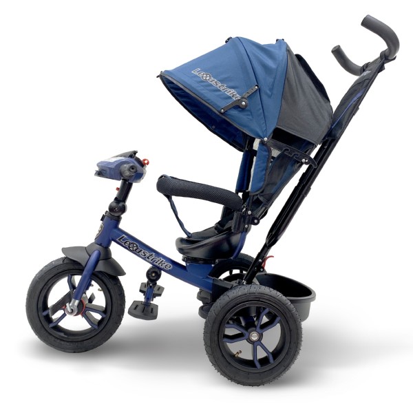 Велосипед 3-колесный темно-синий Lexus trike, надувные колеса 12 и 10', светомузыкальная панель, поворотное сиденье, регулируемая спинка  