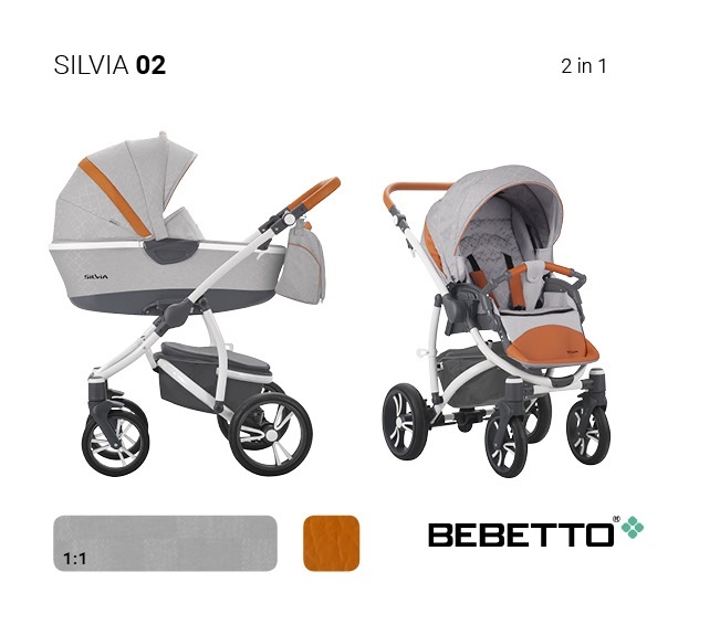 

Детская коляска Silvia 2 в 1, шасси белая/BIA