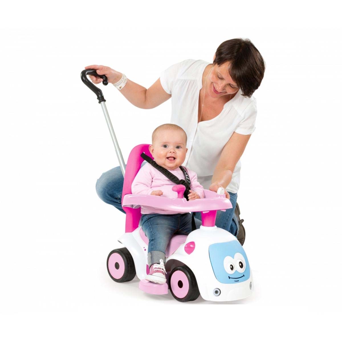 Каталка-качалка трансформер Smoby Maestro 2, белая с розовым, звук  