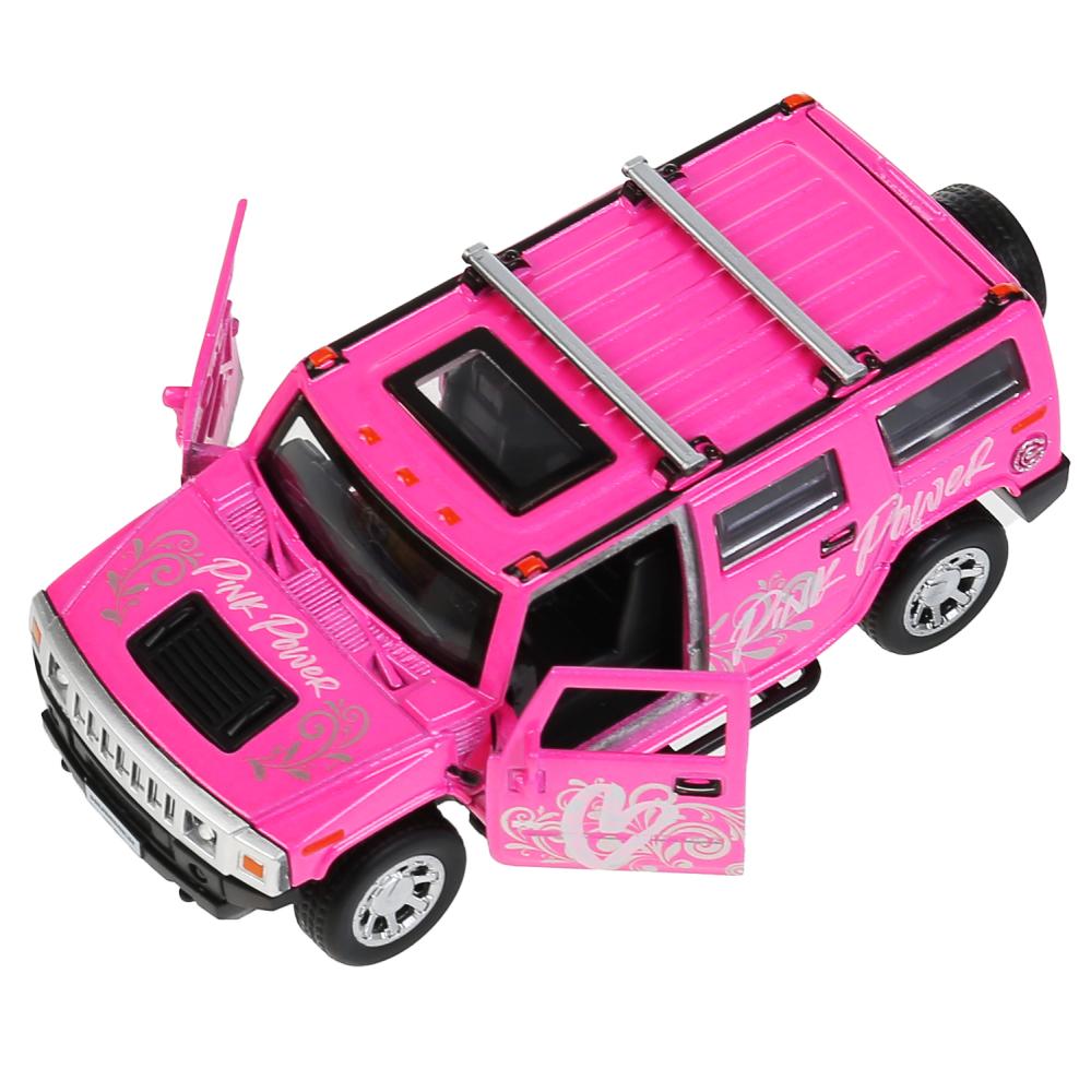 Машина Hummer H2 Спорт 12 см розовая двери и багажник открываются металлическая инерционная  