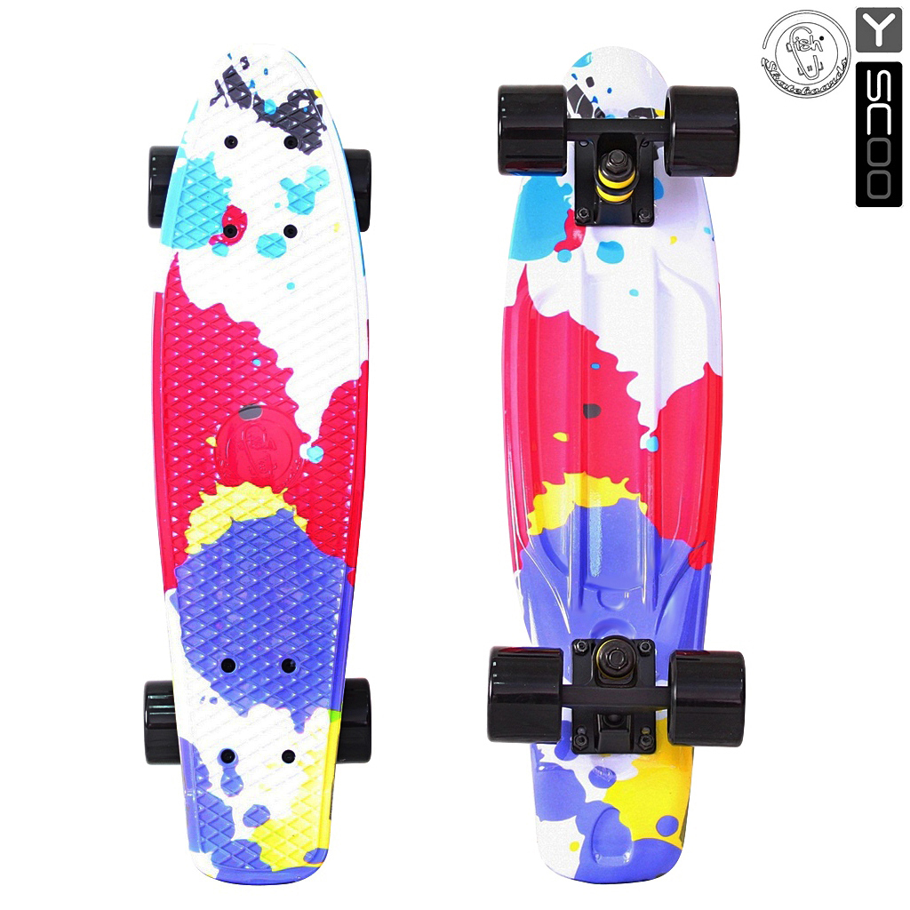 

Скейтборд виниловый Y-Scoo Fishskateboard Print 22" 401G-Sp с сумкой, дизайн Брызги