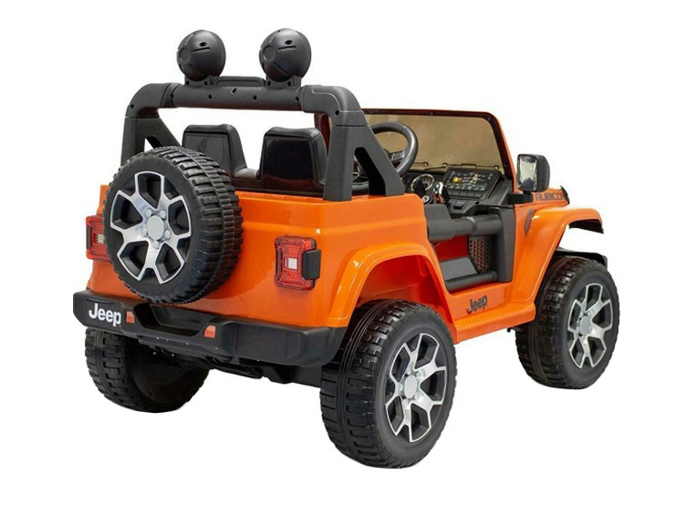 Электромобиль Джип Jeep Rubicon, оранжевый, свет и звук  