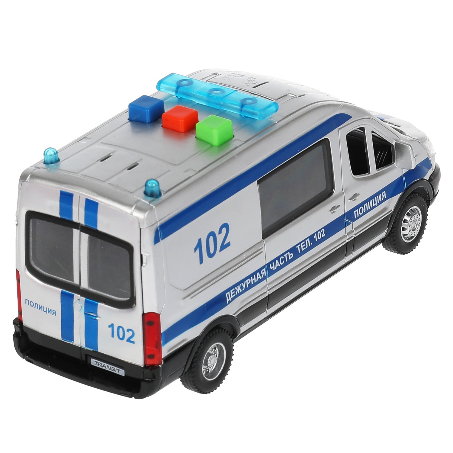 Машина Полиция Ford Transit 16 см свет-звук 3 кнопки двери открываются пластиковая  