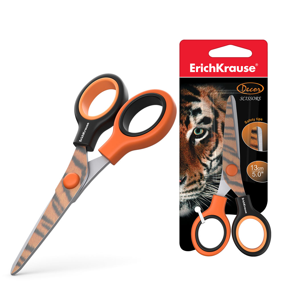 

Ножницы Junior Decor Tiger с принтом на лезвиях, 13 см
