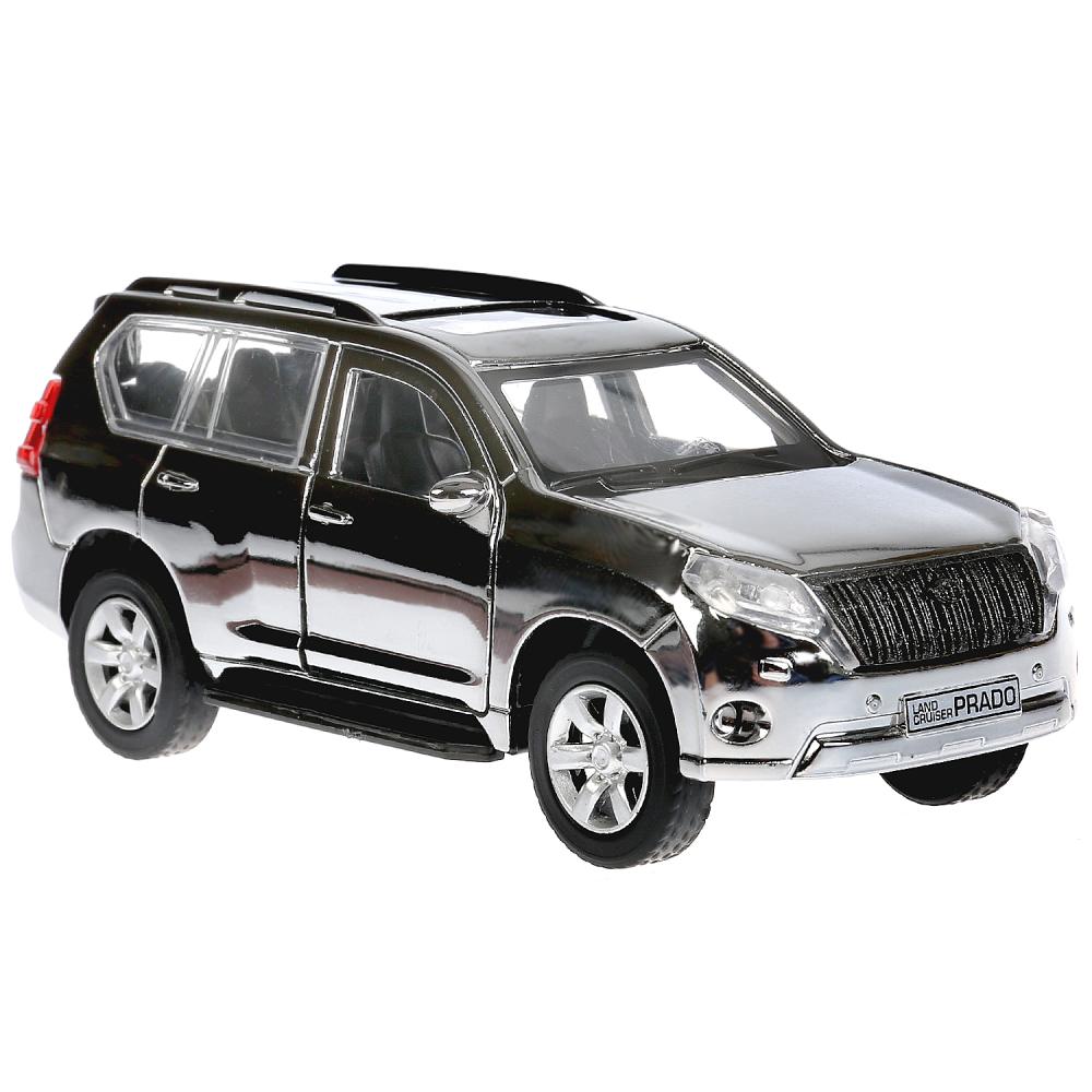 

Металлическая инерционная модель – Toyota Prado, хром серебристый, 12 см, открываются двери и багажник