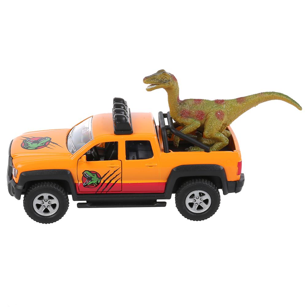Машина Пикап 13,3 см с динозавром 9 см свет-звук двери и багажник открываются металлическая инерционная  