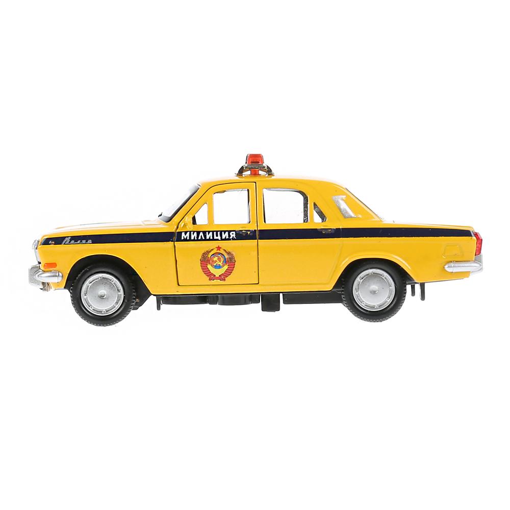 Машина Полиция Газ-2401 Волга 12 см желтая со светом и звуком металлическая инерционная  