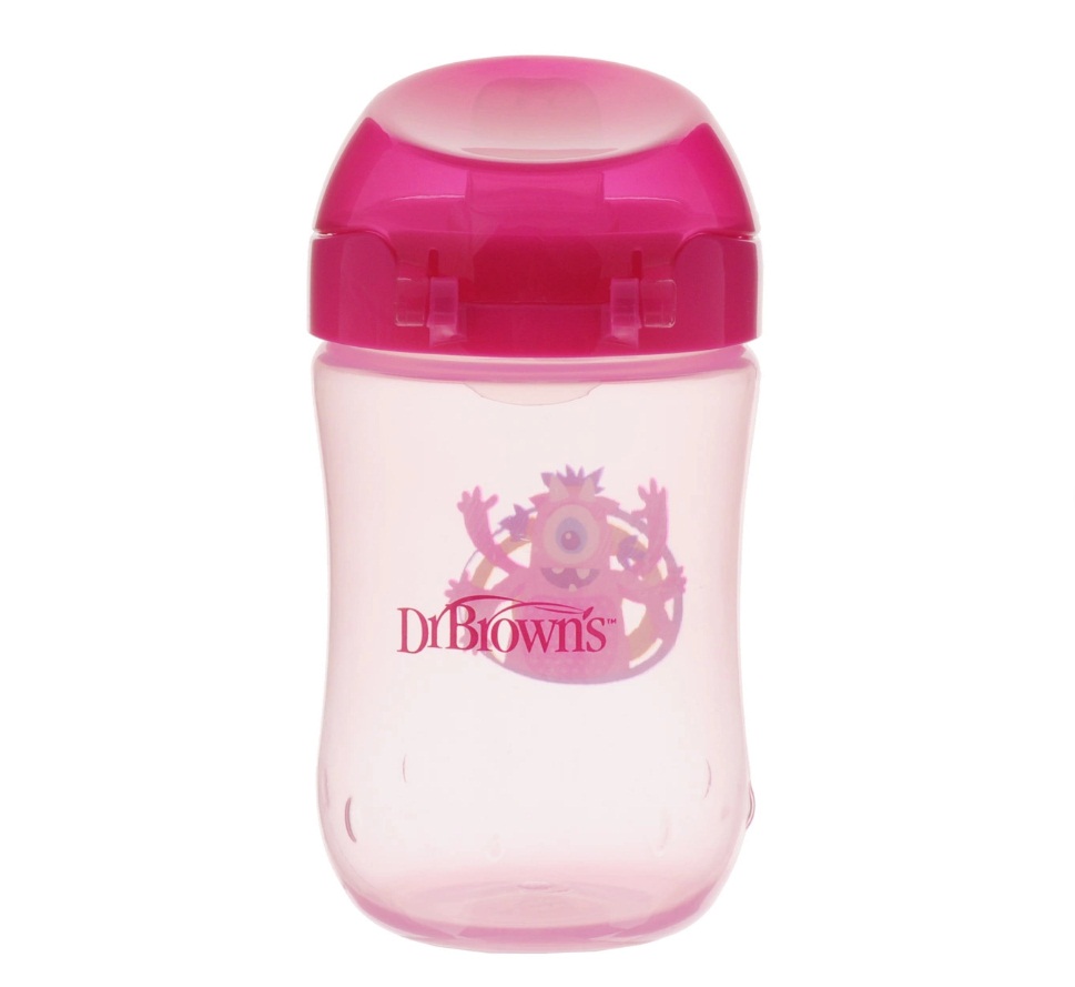 Чашка-непроливайка 270 мл, с мягким носиком и откидывающейся крышкой, 9+ месяцев, цвет розовый  