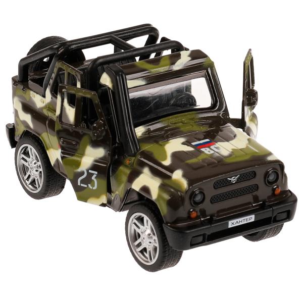 Машина УАЗ Hunter военная 11,5 см свет-звук двери и багажник открываются инерционная металлическая камуфляж  
