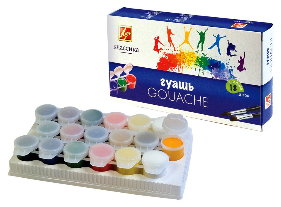 

Гуашь – Классика, 18 цветов, блок-тара