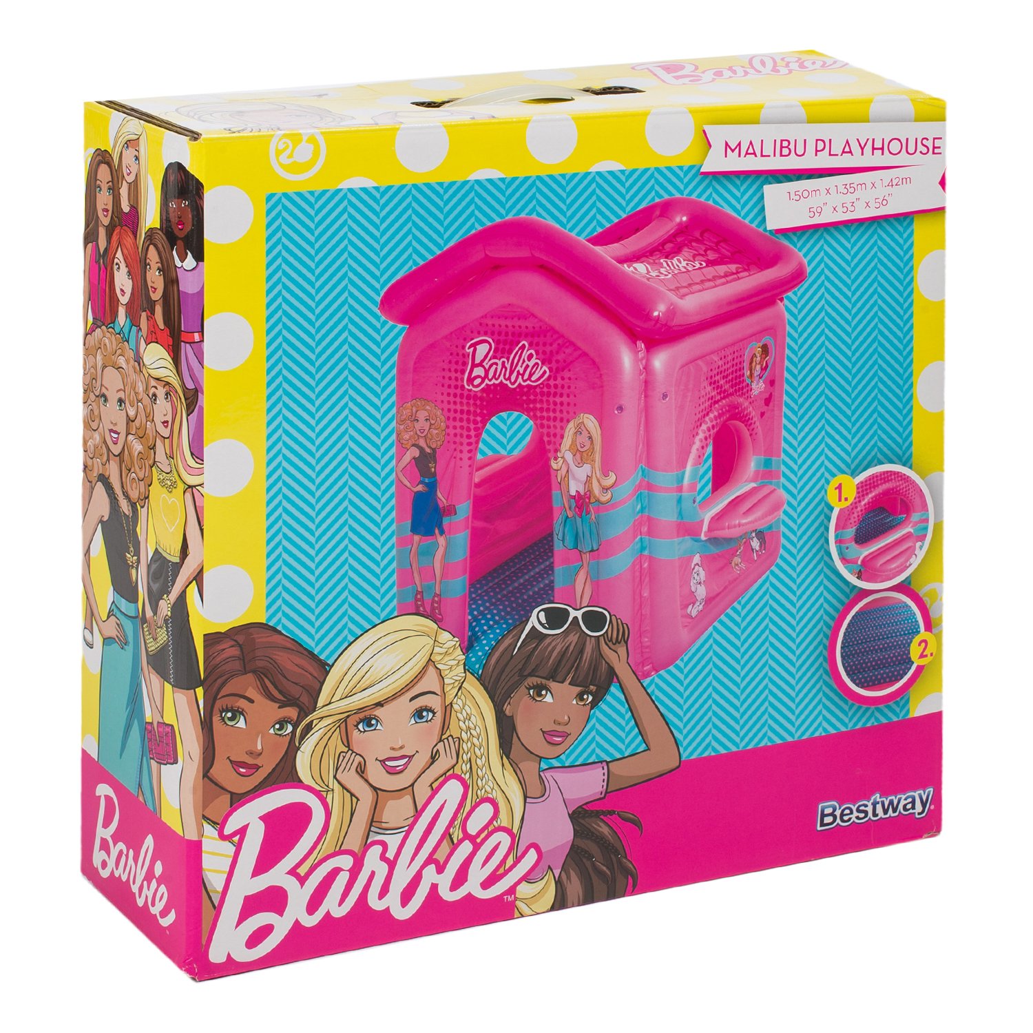 Надувной домик для игр из серии Barbie, размер 150 х 135 х 142 см.  
