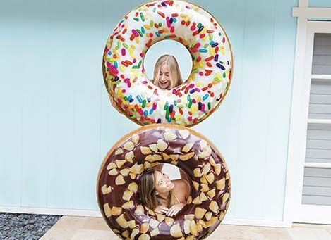 Надувной круг для плавания – Пончик с присыпкой, 114 см  