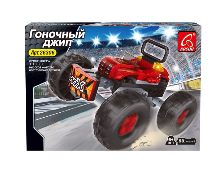 Конструктор - Гоночная машина с фигуркой, 90 деталей  