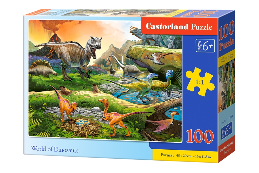 

Пазлы Castorland - Мир динозавров, 100 элементов