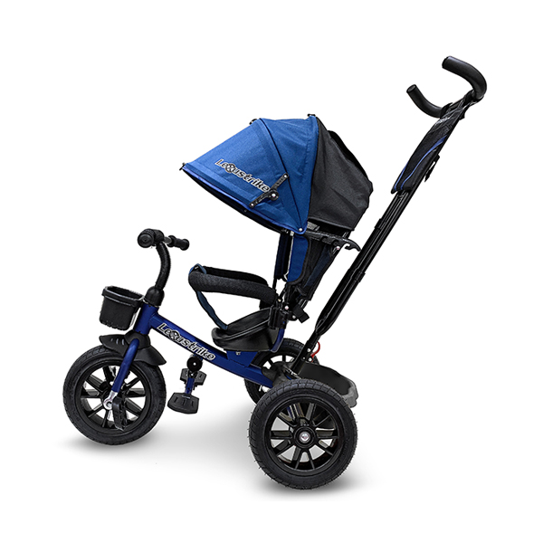 Велосипед 3-колесный Lexus trike темно-синий, колеса надувные 12 и 10', регулируемая спинка, задний тормоз  