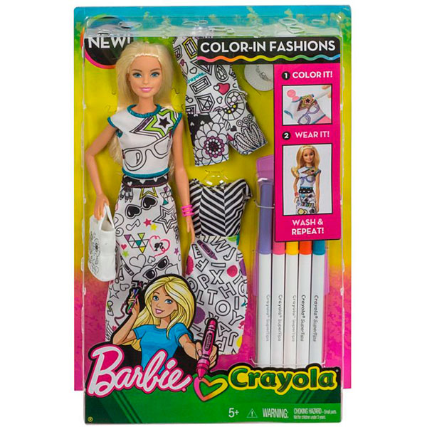 Кукла Barbie Crayola с одеждой-раскраской  