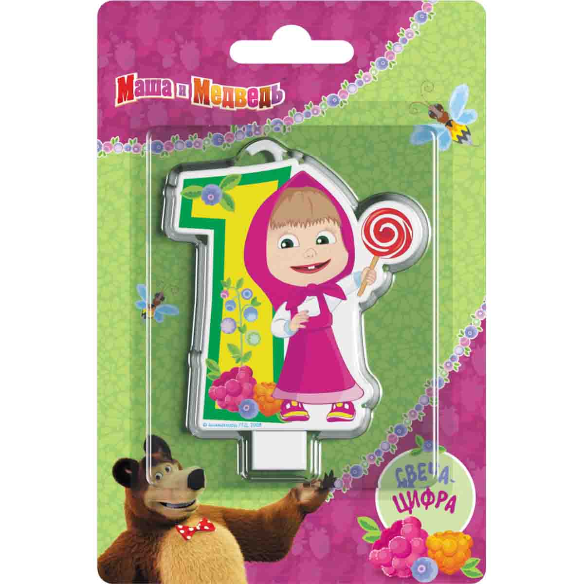 

Свеча-цифра №1 - Маша и Медведь, 8 см