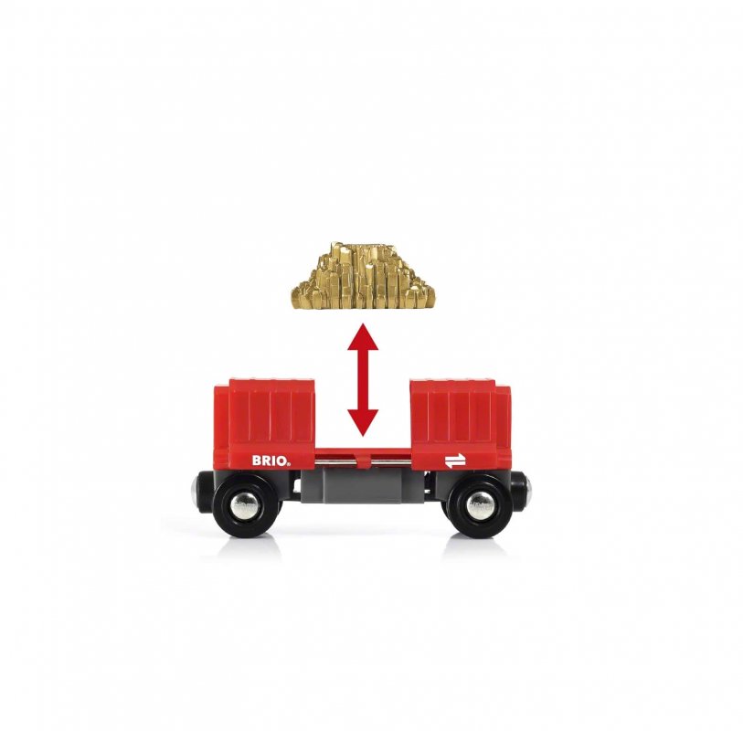 Грузовой вагончик с золотом, 2 элемента, размер 10,7 х 3,5 х 4,9 см.  