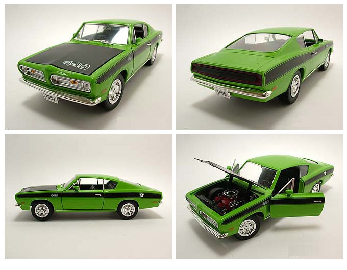 Автомобиль 1969 года - Плимут Barracuda, масштаб 1/18  